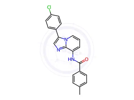 Chemical structure of N-(3-(4-chlorophenyl)imidazo[1,2-a]pyridin-8-yl)-4-methylbenzamide
