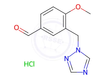 Chemical structure of 4-Methoxy-3-[1,2,4]triazol-1-ylmethyl-benzaldehyde hydrochloride