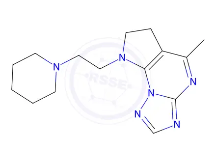 Chemical structure of 5-Methyl-8-(2-(piperidin-1-yl)ethyl)-7,8-dihydro-6H-pyrrolo[3,2-e][1,2,4]triazolo[1,5-a]pyrimidine
