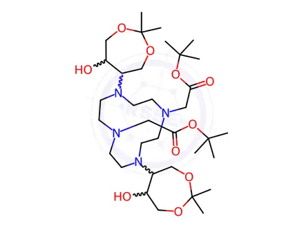 Chemical structure of Di-tert-butyl 2,2'-(4,10-bis(6-hydroxy-2,2-dimethyl-1,3-dioxepan-5-yl)-1,4,7,10-tetraazacyclododecane-1,7-diyl)diacetate