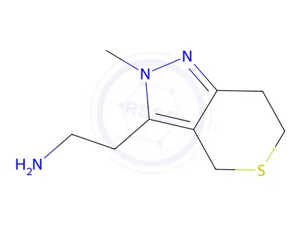 Chemical structure of 2-(2-Methyl-2,4,6,7-tetrahydrothiopyrano[4,3-c]pyrazol-3-yl)ethan-1-amine