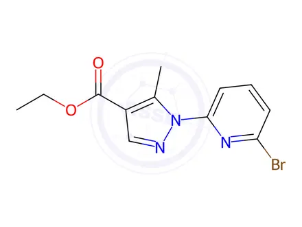 Chemical structure of 1-(6-Bromo-pyridin-2-yl)-3-methyl-1H-pyrazole-4-carboxylic acid ethyl ester