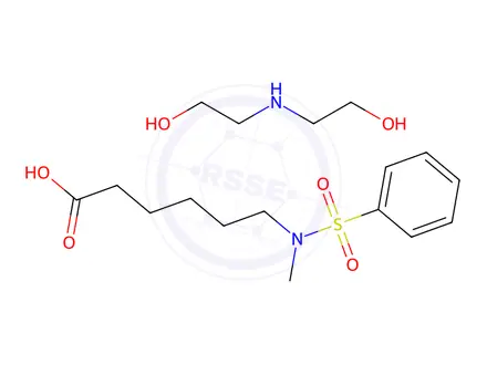 Chemical structure of 6-[methyl(phenylsulphonyl)amino]hexanoic acid, compound with 2,2'-iminodiethanol (1:1)