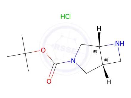 Chemical structure of tert-Butyl (1R,5R)-3,6-diazabicyclo[3.2.0]heptane-3-carboxylate hydrochloride