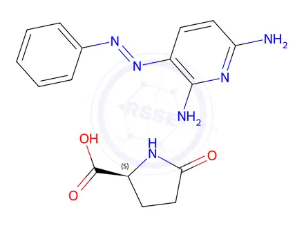 Chemical structure of 5-oxo-L-proline, compound with 3-(phenylazo)pyridine-2,6-diamine (1:1)
