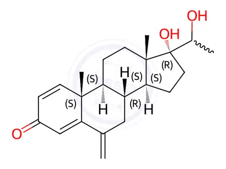 Chemical structure of Pregna-1,4-Diene-3-One, 17,20-Dihydroxy-6-Methylene