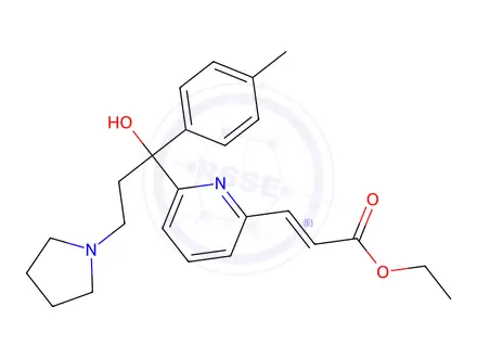 Chemical structure of Ethyl (E)-3-(6-(1-hydroxy-3-(pyrrolidin-1-yl)-1-(p-tolyl)propyl)pyridin-2-yl)acrylate
