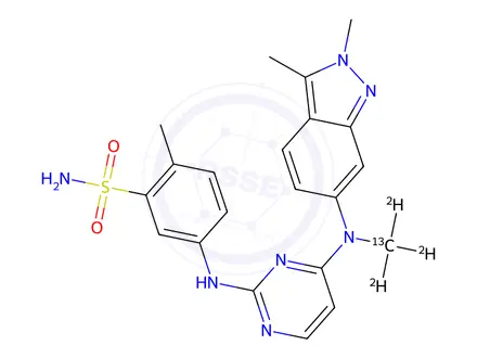 Chemical structure of Pazopanib-13C,d3
