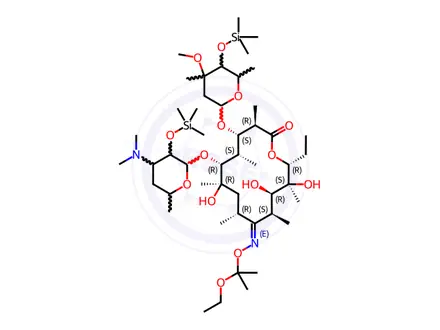 Chemical structure of 2,4-O-dis(Trimethyldilyl)-erythromycin A 9-[O-(1-ethoxy-methylethyl)]oxime