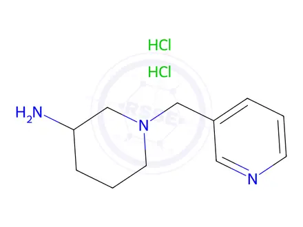 Chemical structure of 1-Pyridin-3-ylMethyl-piperidin-3-ylaMine dihydrochloride, 98+% C11H19Cl2N3, MW: 264.19