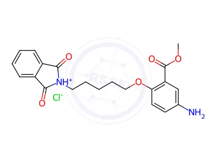 Chemical structure of Benzoic acid, 5-amino-2-((5-(1,3-dioxoisoindolin-2-yl)pentyl)oxy)-, methyl ester, hydrochloride