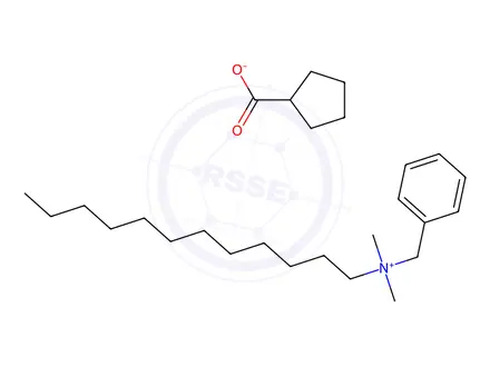 Chemical structure of Dodecyl dimethyl benzyl ammonium cyclopentanecarboxylate