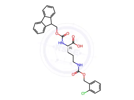 Chemical structure of (2S)-5-[(2-Chlorophenyl)methoxycarbonylamino]-2-(9H-fluoren-9-ylmethoxycarbonylamino)pentanoic acid