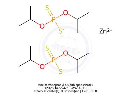 Chemical structure of zinc tetraisopropyl bis(dithiophosphate)