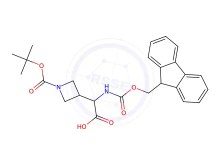 Chemical structure of 2-{1-[(tert-butoxy)carbonyl]azetidin-3-yl}-2-({[(9H-fluoren-9-yl)methoxy]carbonyl}amino)aceticacid