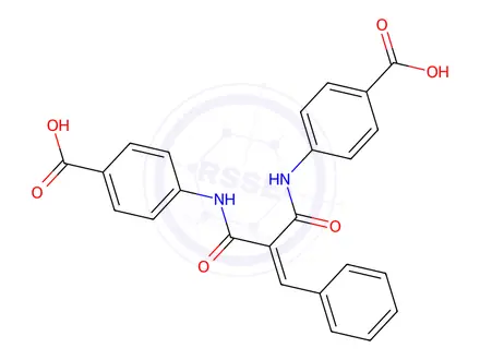 Chemical structure of 4-[[2-[(4-carboxyphenyl)carbamoyl]-3-phenyl-prop-2-enoyl]amino]benzoic acid