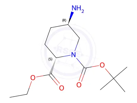 Chemical structure of o1-Tert-butylo2-ethyl(2s,5r)-5-aminopiperidine-1,2-dicarboxylate