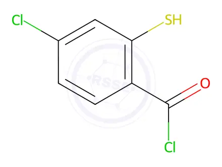 Chemical structure of Benzoyl chloride, 4-chloro-2-mercapto-(9CI)