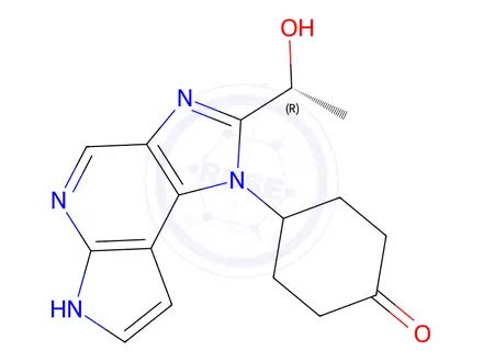Chemical structure of (R)-4-(2-(1-Hydroxyethyl)imidazo[4,5-d]pyrrolo[2,3-b]pyridin-1(6H)-yl)cyclohexanone