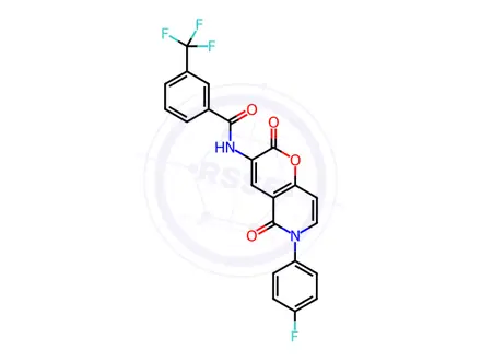 Chemical structure of N-(6-(4-fluorophenyl)-2,5-dioxo-5,6-dihydro-2H-pyrano[3,2-c]pyridin-3-yl)-3-(trifluoromethyl)benzamide