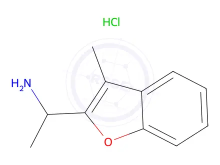 Chemical structure of (1R)-1-(3-methyl-1-benzofuran-2-yl)ethan-1-amine hydrochloride