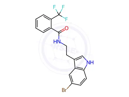 Chemical structure of N-(2-(5-Bromo-1H-indol-3-yl)ethyl)-2-(trifluoromethyl)benzamide