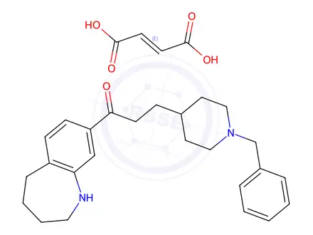 Chemical structure of 3-(1-Benzylpiperidin-4-yl)-1-(2,3,4,5-tetrahydro-1H-benzo[b]azepin-8-yl)propan-1-one fumarate