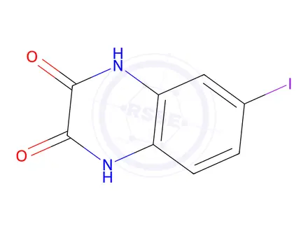 Chemical structure of 2,3-QUINOXALINEDIONE, 1,4-DIHYDRO-6-IODO-