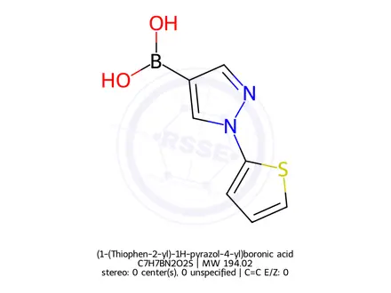 Chemical structure of (1-(Thiophen-2-yl)-1H-pyrazol-4-yl)boronic acid