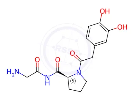 Chemical structure of dopamine, Gly-Pro-amide-