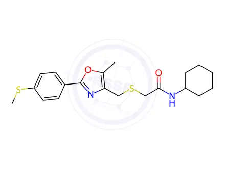 Chemical structure of Acetamide, N-cyclohexyl-2-[[[5-methyl-2-[4-(methylthio)phenyl]-4-oxazolyl]methyl]thio]-