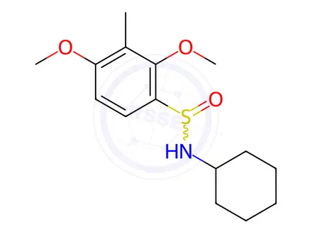 Chemical structure of N-cyclohexyl-2,4-dimethoxy-3-methylbenzenesulfinamide