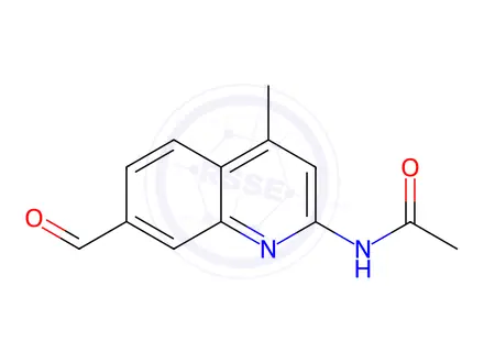Chemical structure of N-(7-formyl-4-methylquinolin-2-yl)acetamide