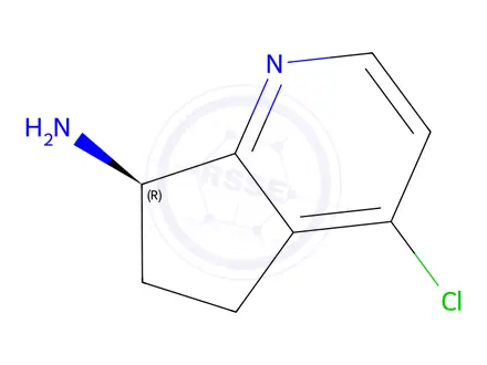Chemical structure of (R)-4-chloro-6,7-dihydro-5H-cyclopenta[b]pyridin-7-amine