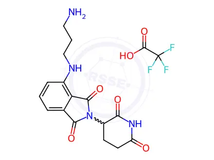 Chemical structure of 4-((3-Aminopropyl)amino)-2-(2,6-dioxopiperidin-3-yl)isoindoline-1,3-dione 2,2,2-trifluoroacetate