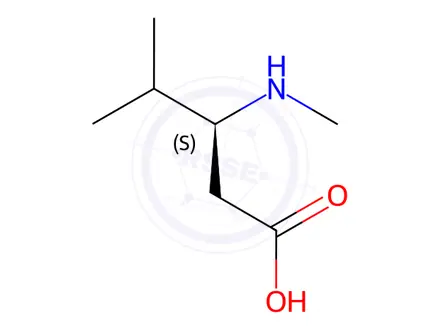 Chemical structure of (S)-4-methyl-3-(methylamino)pentanoicacid