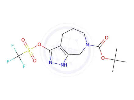 Chemical structure of tert-butyl 3-(trifluoromethylsulfonyloxy)-4,5,6,8-tetrahydropyrazolo[3,4-c]azepine-7(1H)-carboxylate