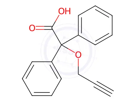 Chemical structure of α-Phenyl-α-(2-propyn-1-yloxy)benzeneacetic Acid