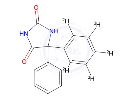 Chemical structure of 5-((Phenyl-D5)-5-Phenylhydantoin (98% D5)
