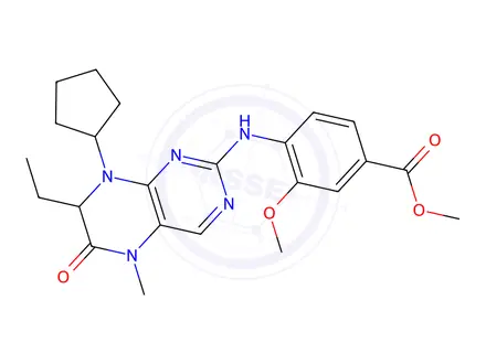 Chemical structure of (R)-Methyl 4-((8-cyclopentyl-7-ethyl-5-methyl-6-oxo-5,6,7,8-tetrahydropteridin-2-yl)amino)-3-methoxybenzoate
