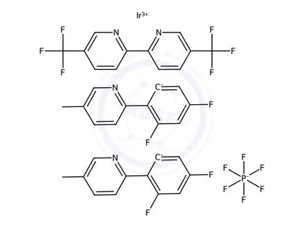 Chemical structure of [5,5′-Bis(trifluoromethyl)-2,2′-bipyridine-κN1,κN1′]bis[3,5-difluoro-2-(5-methyl-2-pyridinyl-κN)phenyl-κC]-, (OC-6-33)-Iridium(1+), hexafluorophosphate(1-) (1:1)