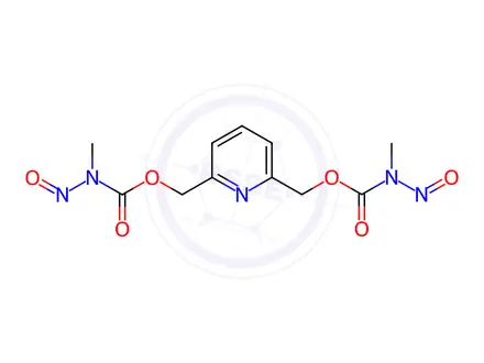 Chemical structure of Carbamic acid, methylnitroso-, 2,6-pyridinediylbis(methylene) ester (9CI)