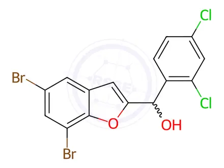 Chemical structure of (5,7-Dibromo-1-benzofuran-2-yl)(2,4-dichlorophenyl)methanol