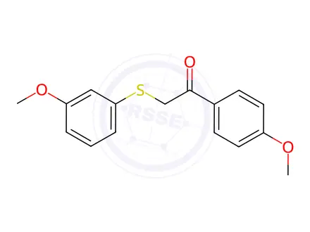 Chemical structure of 1-(4-methoxyphenyl)-2-((3-methoxyphenyl)thio)ethanone