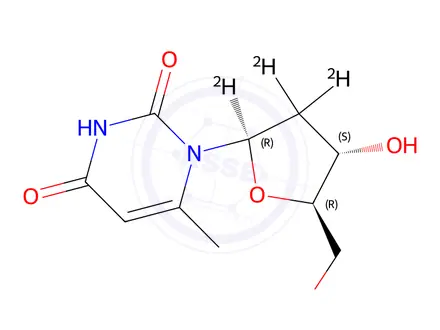 Chemical structure of 2'-Deoxy-6-methyl-uridine-d3