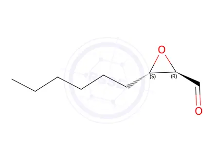 Chemical structure of Oxiranecarboxaldehyde, 3-hexyl-, (2R,3S)-rel-(9CI)