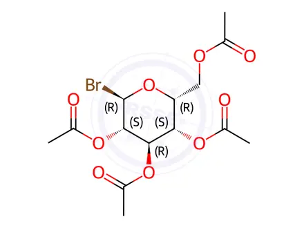 Chemical structure of (2R,3S,4R,5S,6R)-2-(Acetoxymethyl)-6-bromotetrahydro-2H-pyran-3,4,5-triyl triacetate