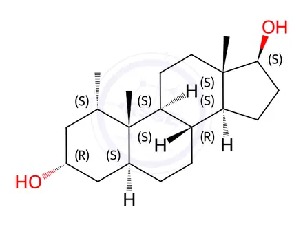 Chemical structure of 1a-Methyl-5a-androstane-3a,17ß-diol