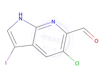 Chemical structure of 5-Chloro-3-iodo-1H-pyrrolo[2,3-b]pyridine-6-carbaldehyde