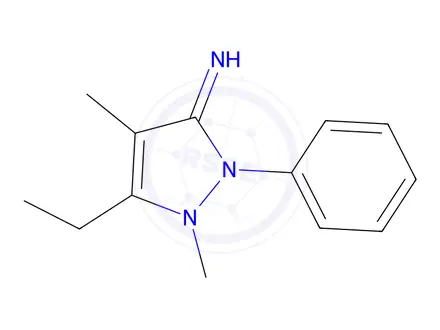 Chemical structure of 5-Ethyl-1,4-dimethyl-2-phenyl-1H-pyrazol-3(2H)-imine